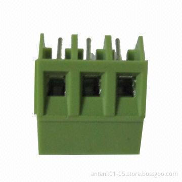 PCB Screw Terminal Block, 45 Degrees, 5.0mm Pitch with 1,500V AC Withstanding Voltage